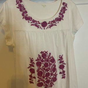 Boden Cap Sleeve A Line Embroidered Tee